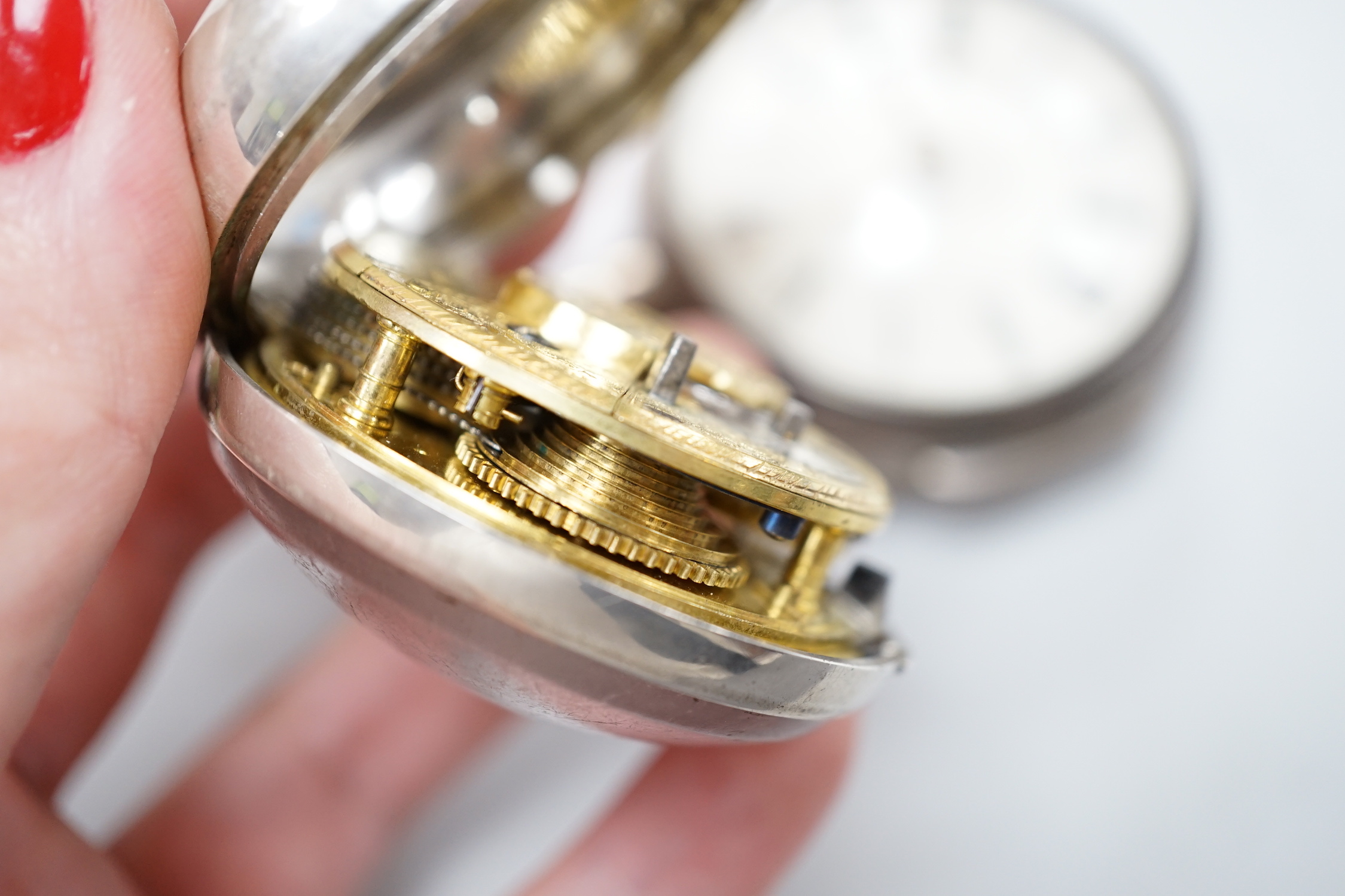 Two Victorian silver pair cased keywind verge pocket watches by Henry Steward of York and Eaton of London.